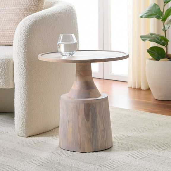 Safavieh Javier Modern Wood Round End Table, White Wash