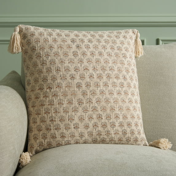 Safavieh Jemm 20" x 20" Tropical Cotton Decorative Pillows, Beige
