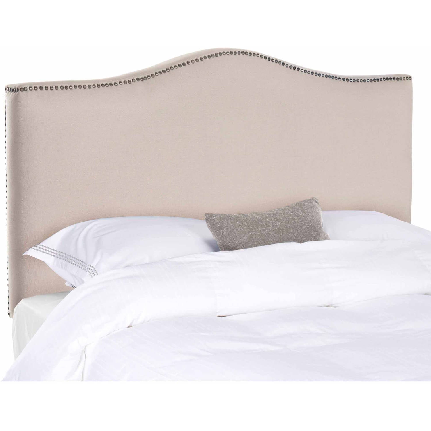 Safavieh Jeneve Retro Winged Upholstered Headboard, Full, Taupe/Brass Nails