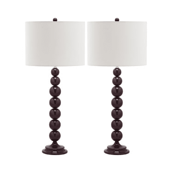 Safavieh Jenna Metal Stacked Ball Lamp in Black (Set of 2)