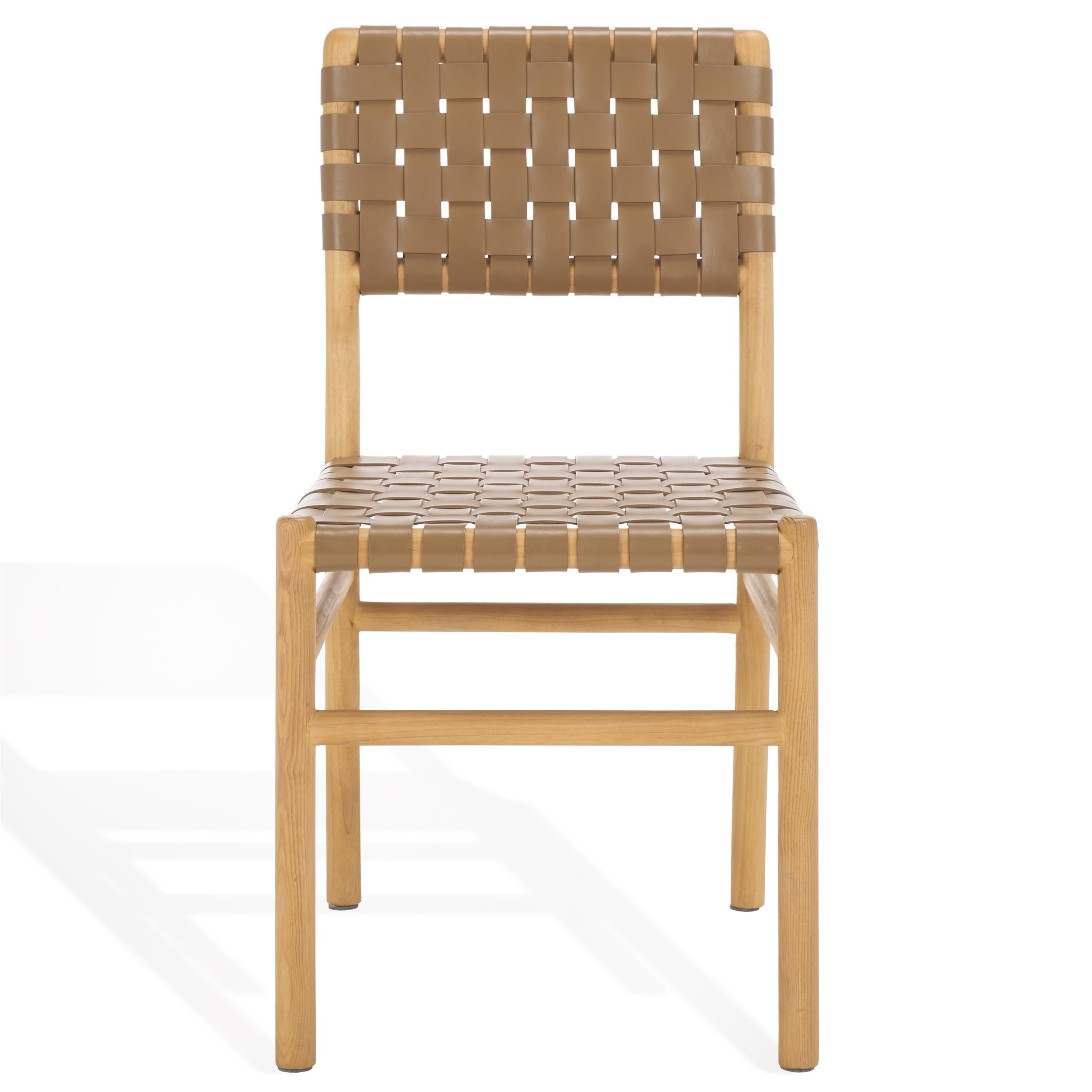 Safavieh Jeremiah Woven Leather Dining Chair in Brown / Natural