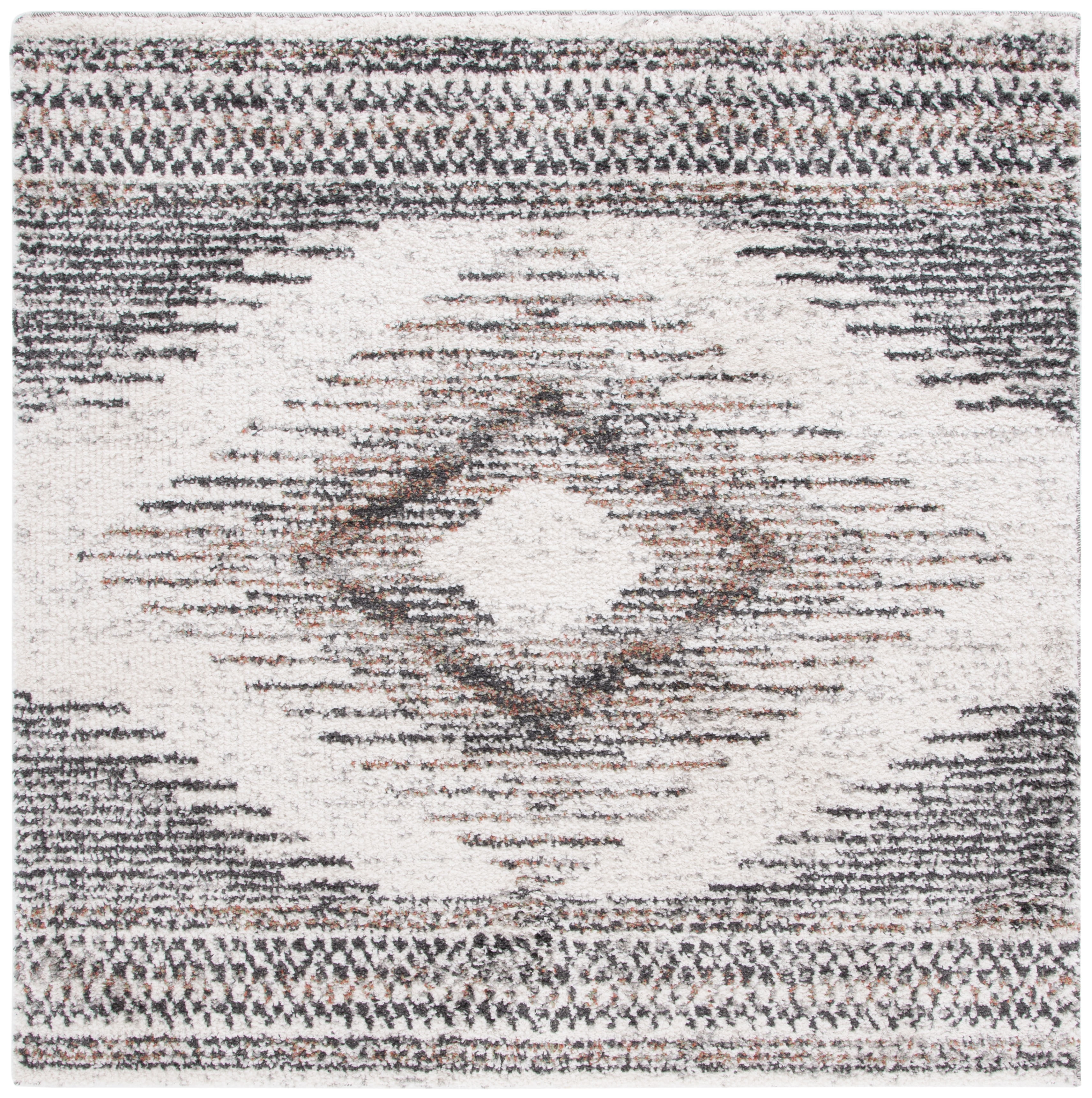 SAFAVIEH Jericho Marjan Aztec Polyester Shag Area Rug, Black/Rust, 3' x ...