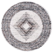 SAFAVIEH Jericho Marjan Aztec Polyester Shag Area Rug, Black/Rust, 5'3" x 5'3" Round
