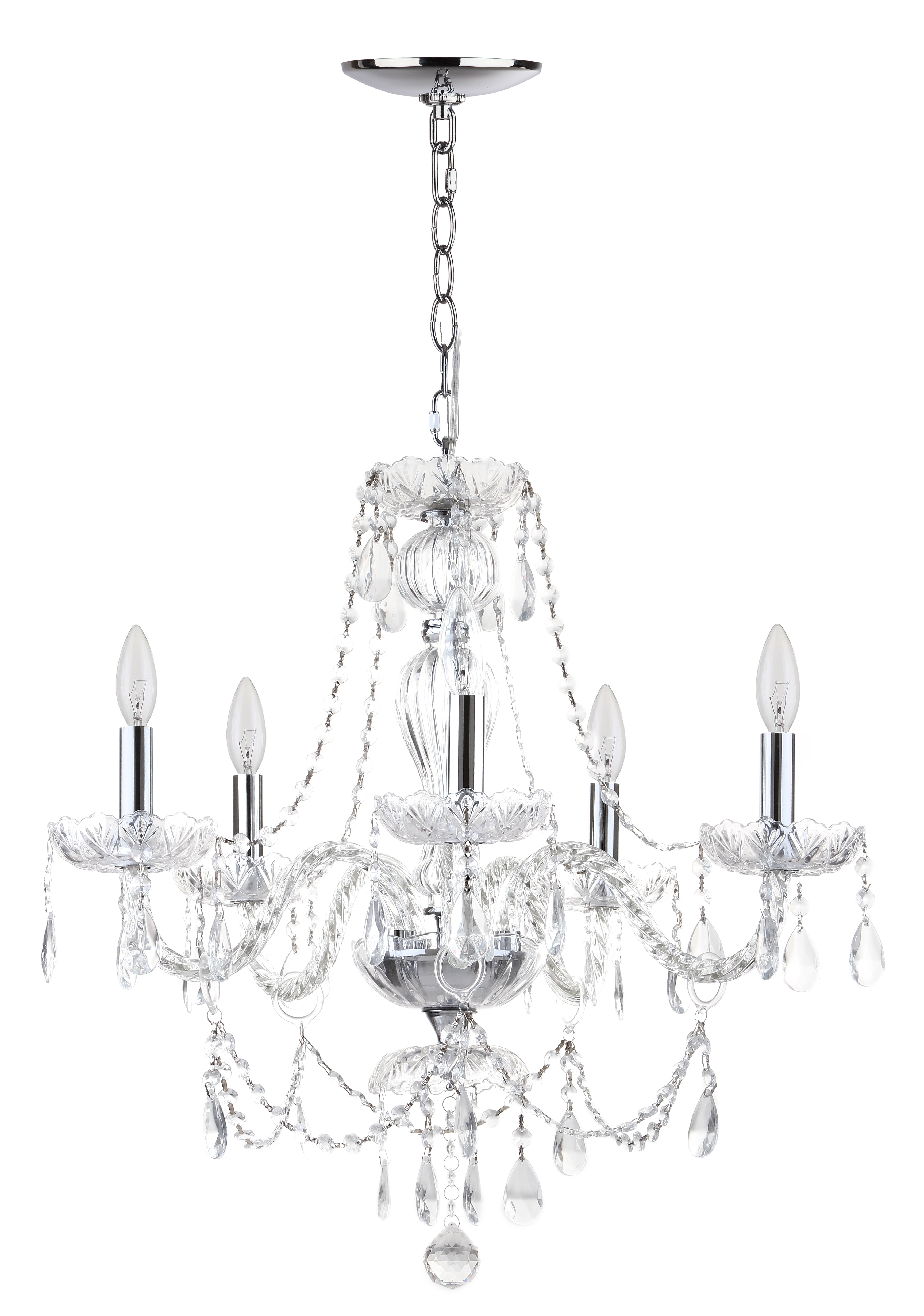 Safavieh Jingle 5 Light 22.5 in. Dia. Adjustable Chandelier, Chrome
