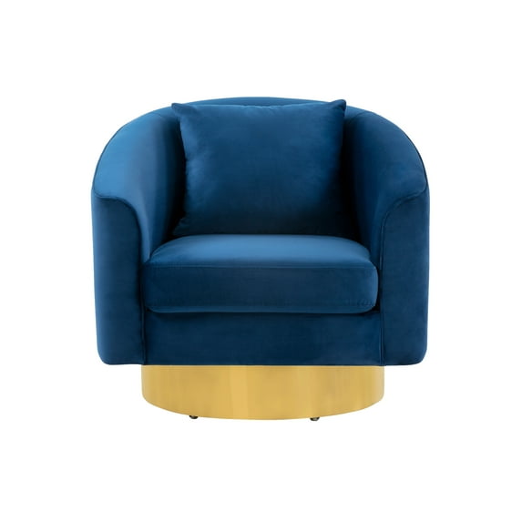 Safavieh Couture Joaquin Velvet Swivel Barrel Chair - 32.5" W x 32.1" L x 30.1" H Navy