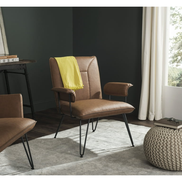 Safavieh Johannes 17.3 H Mid Century Modern Leather Arm Chair