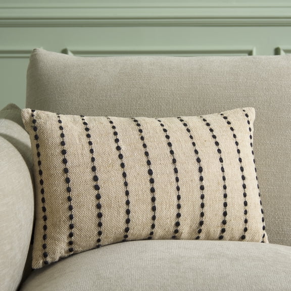 Safavieh Joi 12" x 20" Modern Cotton Decorative Pillows, Natural/Black