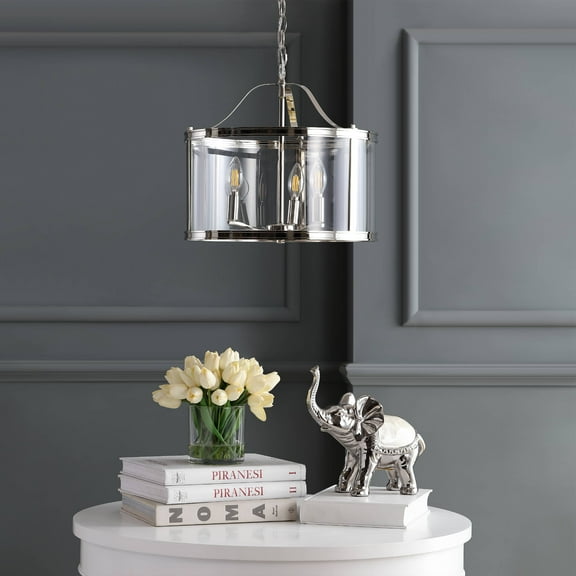 Safavieh Jude 3-Light Modern Glam Hanging Pendant, Shiny Nickel