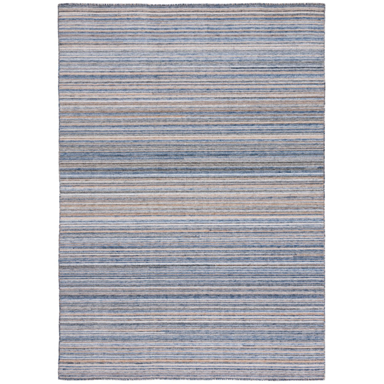 Handmade Blue and Yellow Striped Synthetic Area Rug, 3' x 5'