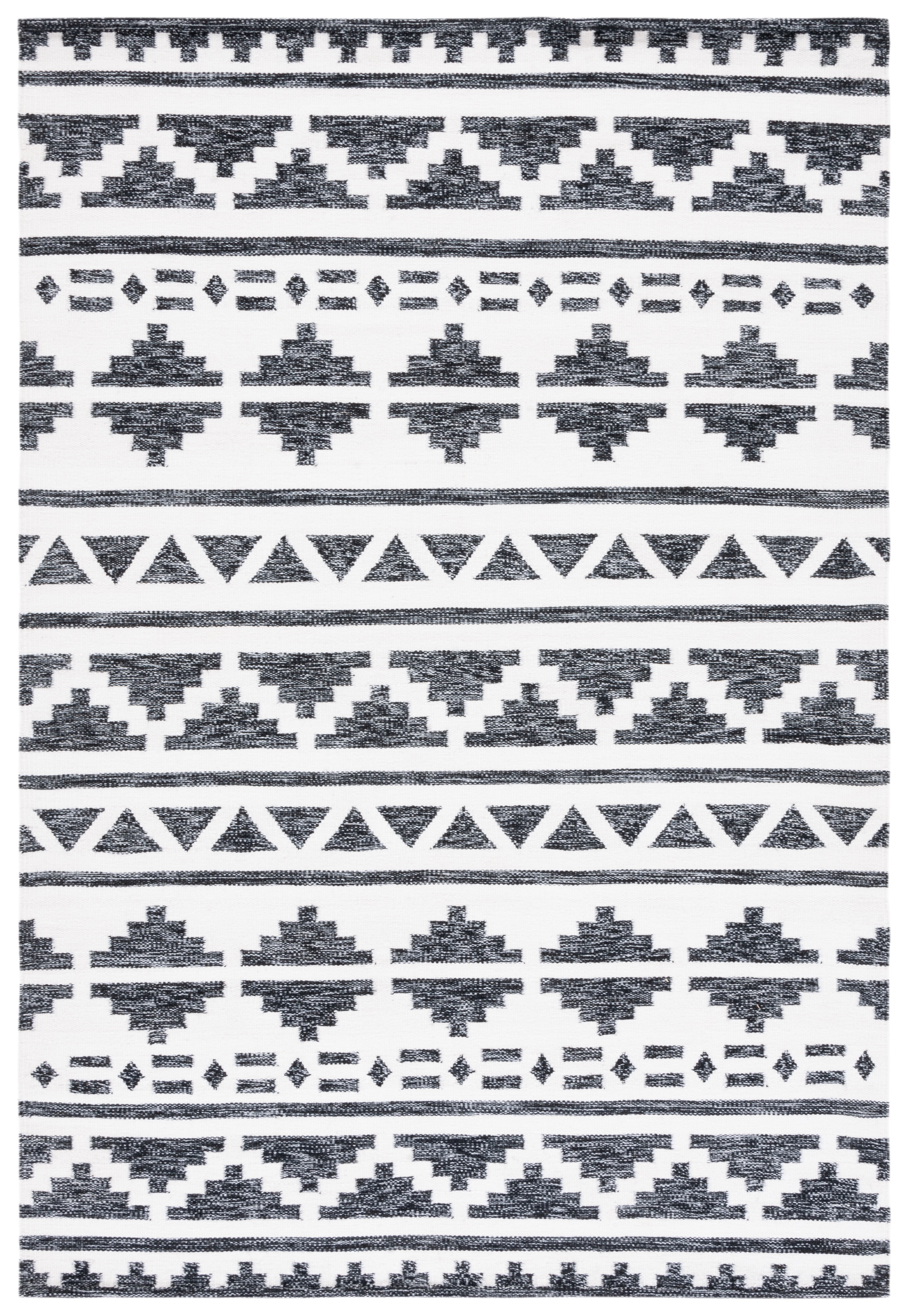 Black and Ivory Handmade Wool Square Area Rug
