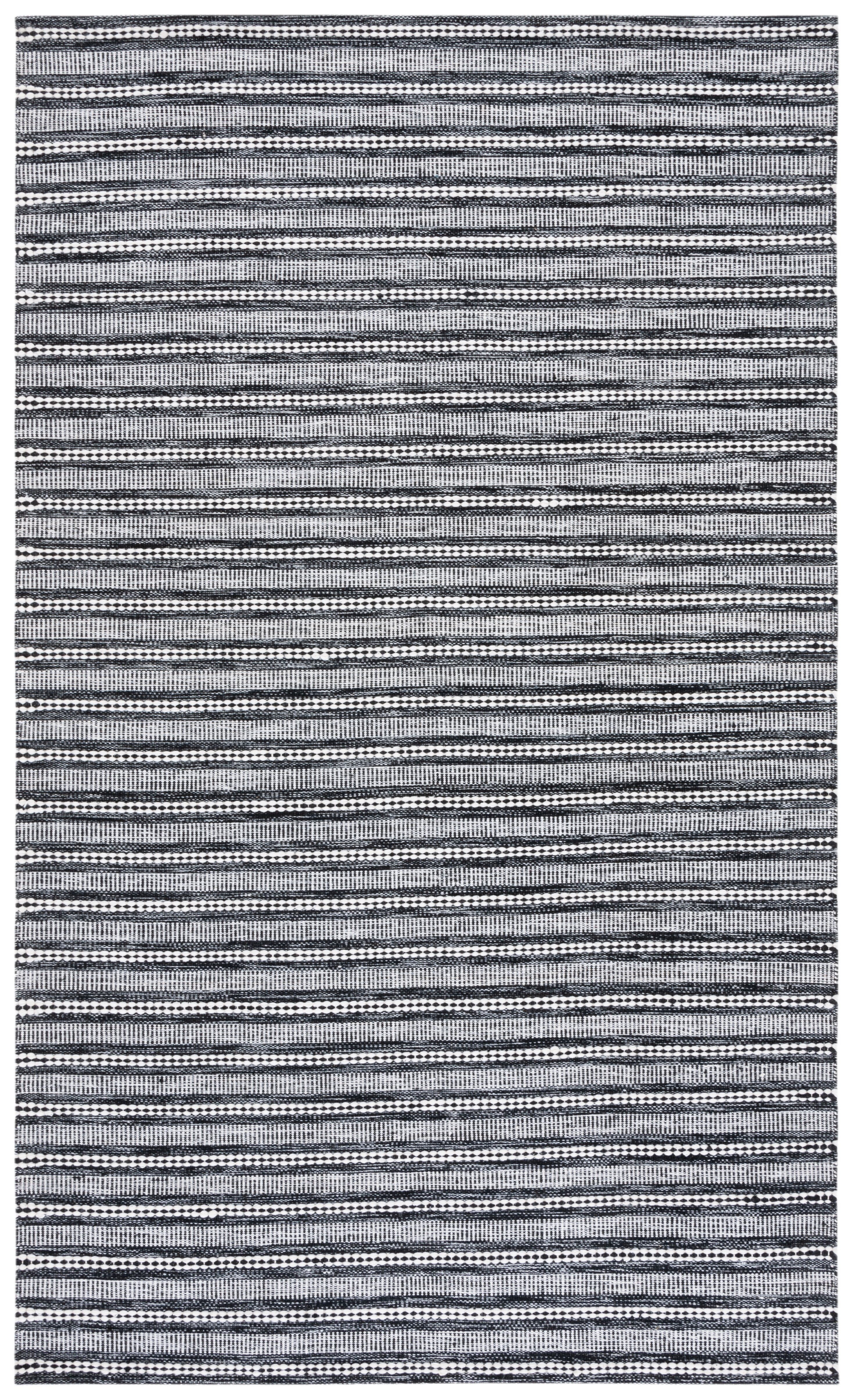 Black and Ivory 6' x 9' Handwoven Wool Kilim Area Rug