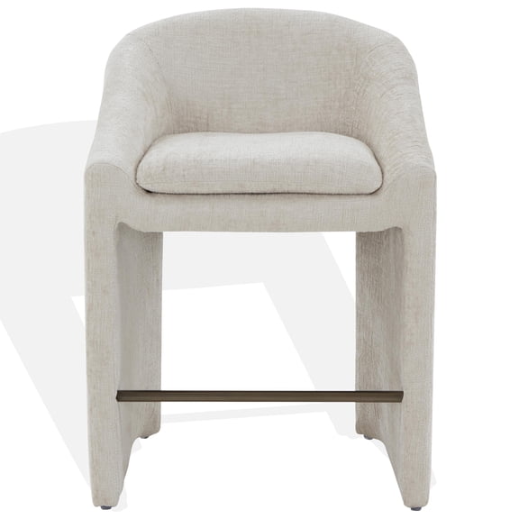 Safavieh Kagan Wood and Stainless Steel Counterstool in Cream