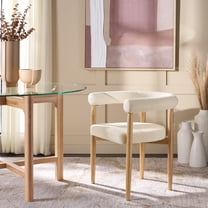 Safavieh Kaladin Scandinavian Wood Dining Arm Chairs, Cream / Natural