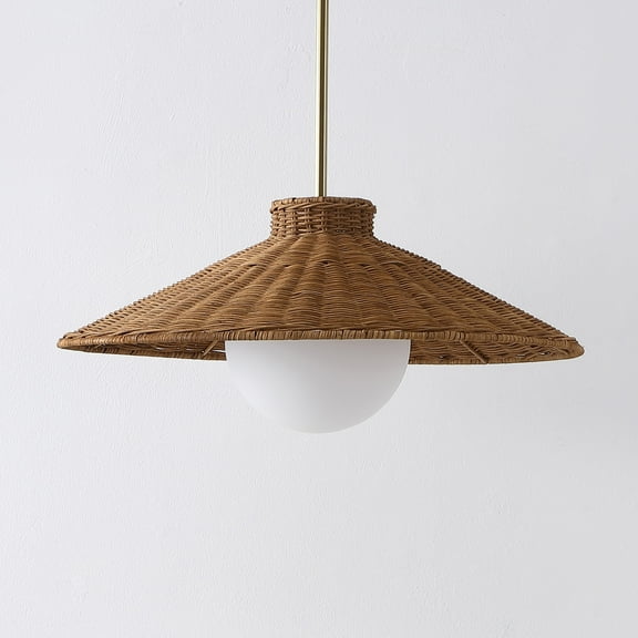 Safavieh Kalena 19.5" Mid-Century Rattan Pendant Lights, Brown