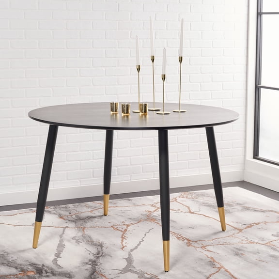Safavieh Kamala 47" Round Contemporary Dining Table, Black/Gold