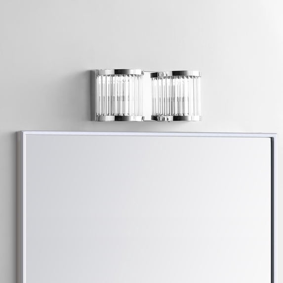 Safavieh Karter Modern Glam Two Light Wall Sconce, Chrome/Clear