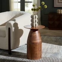 Safavieh Karu Modern Wood Round End Table, Walnut