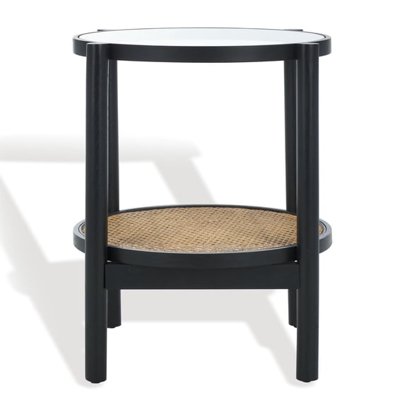 Safavieh Couture Karyna Modern Wood and Glass Round End Table, Black/Natural