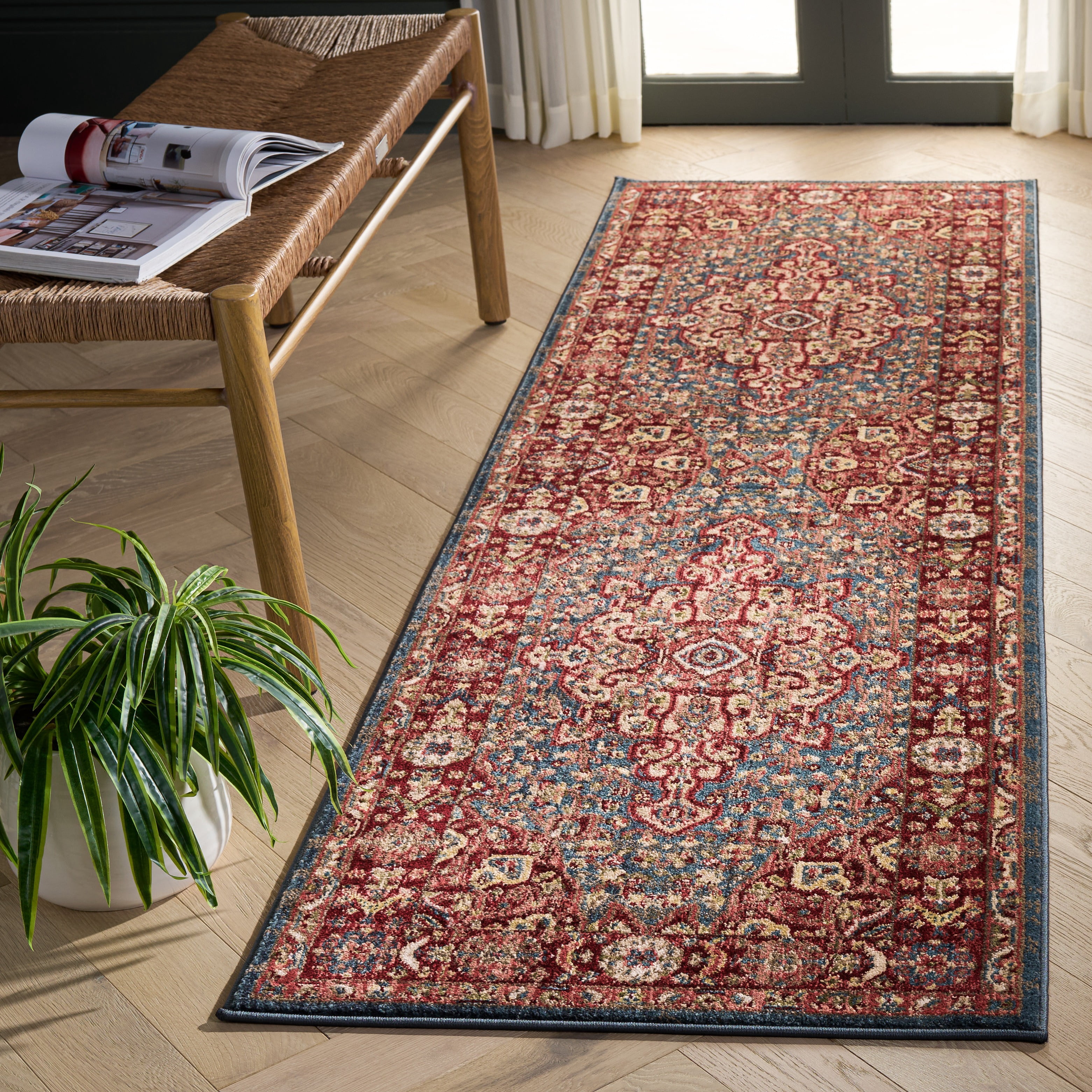 Safavieh Kashan Pema Oriental Runner Rug, Blue/Red, 2'6" x 14'