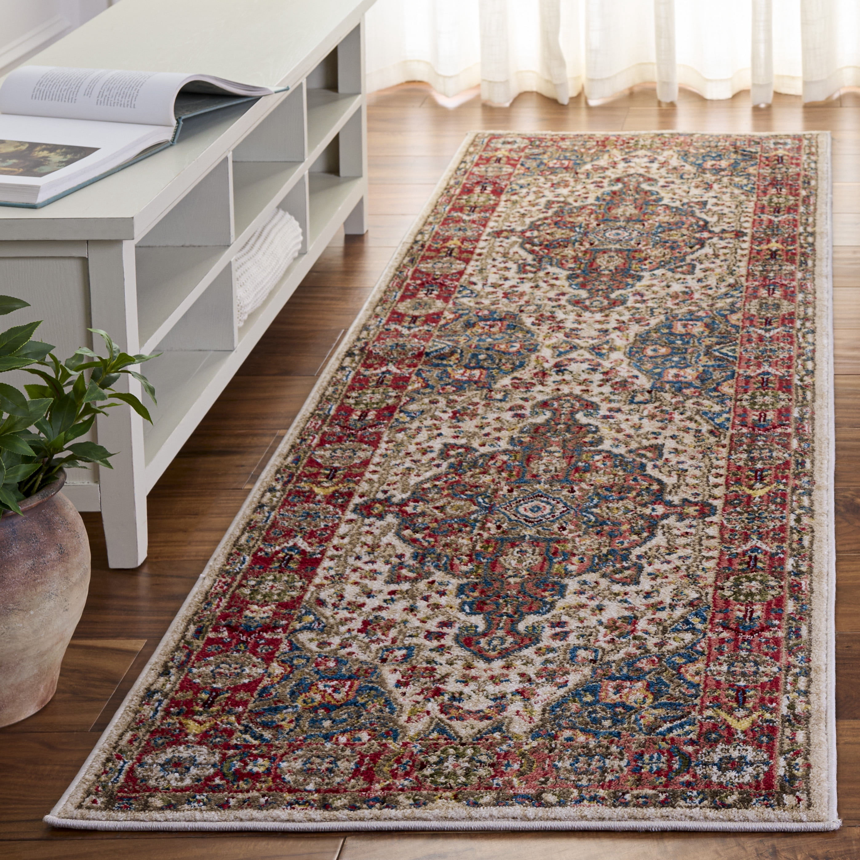 Safavieh Kashan Pema Oriental Runner Rug, Ivory/Blue, 2'6" x 12'