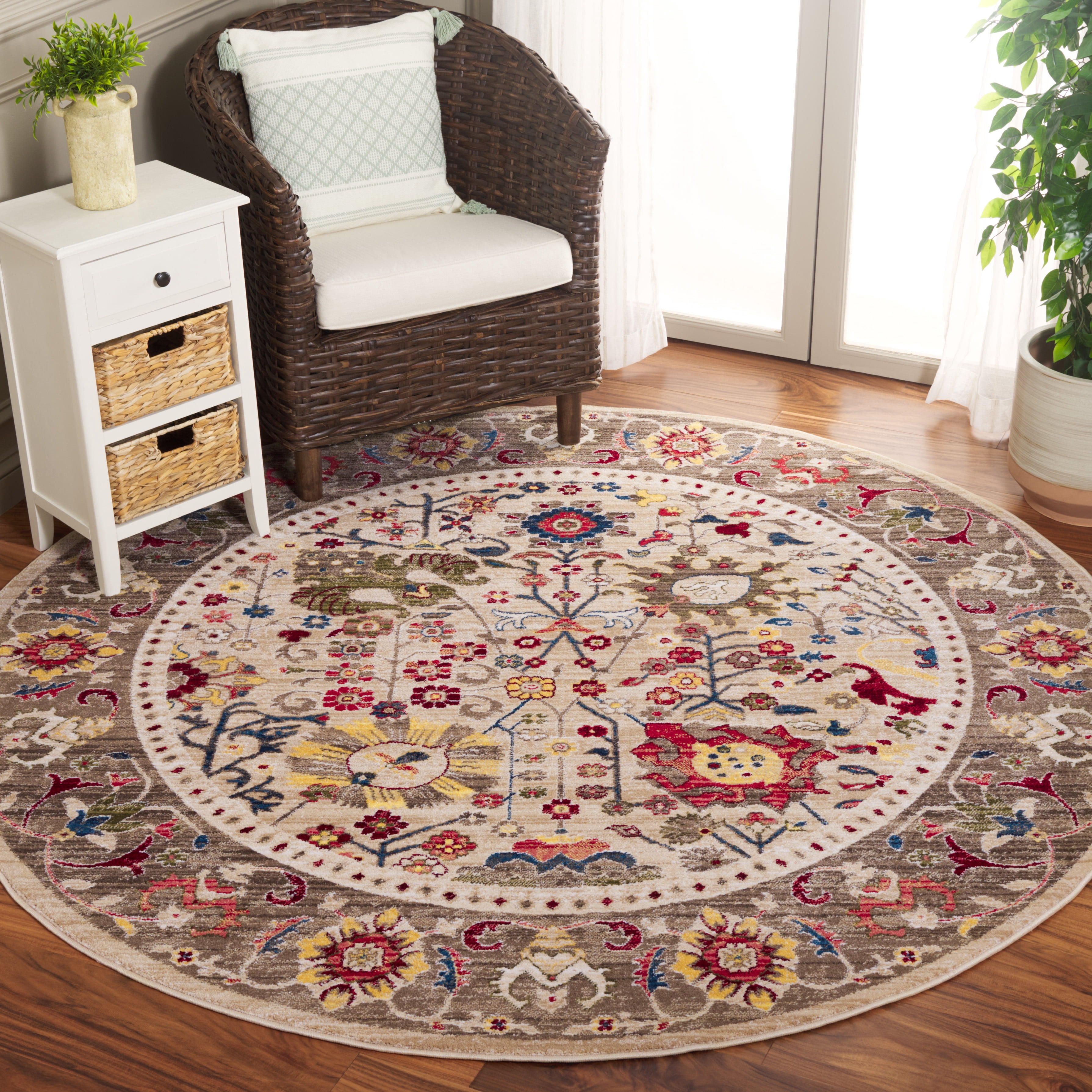 Safavieh Kashan Vaska Oriental Area Rug, Beige/Taupe, 4' x 4' Round