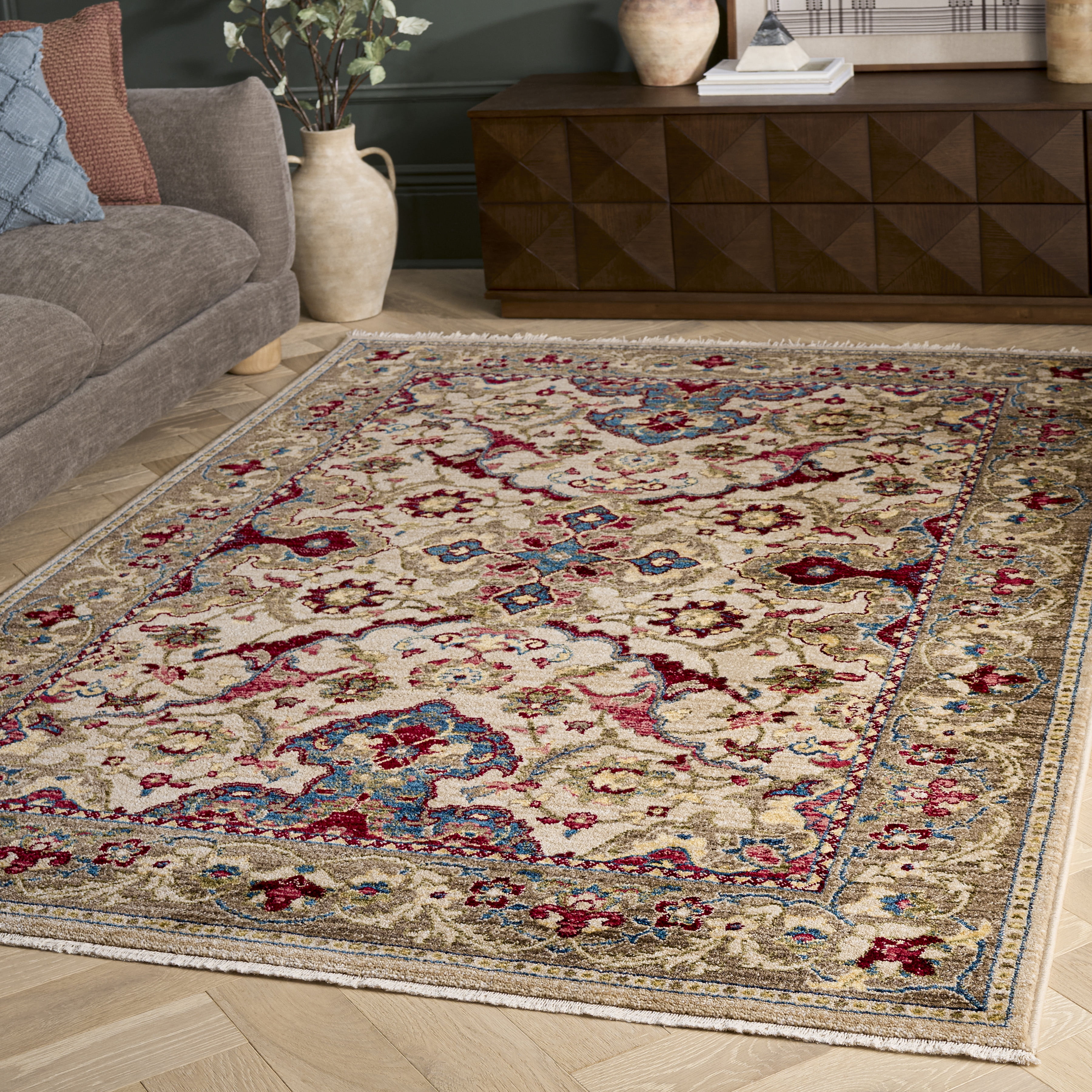 Safavieh Kashan Vincent Oriental Area Rug, Ivory/Taupe, 6' x 8'