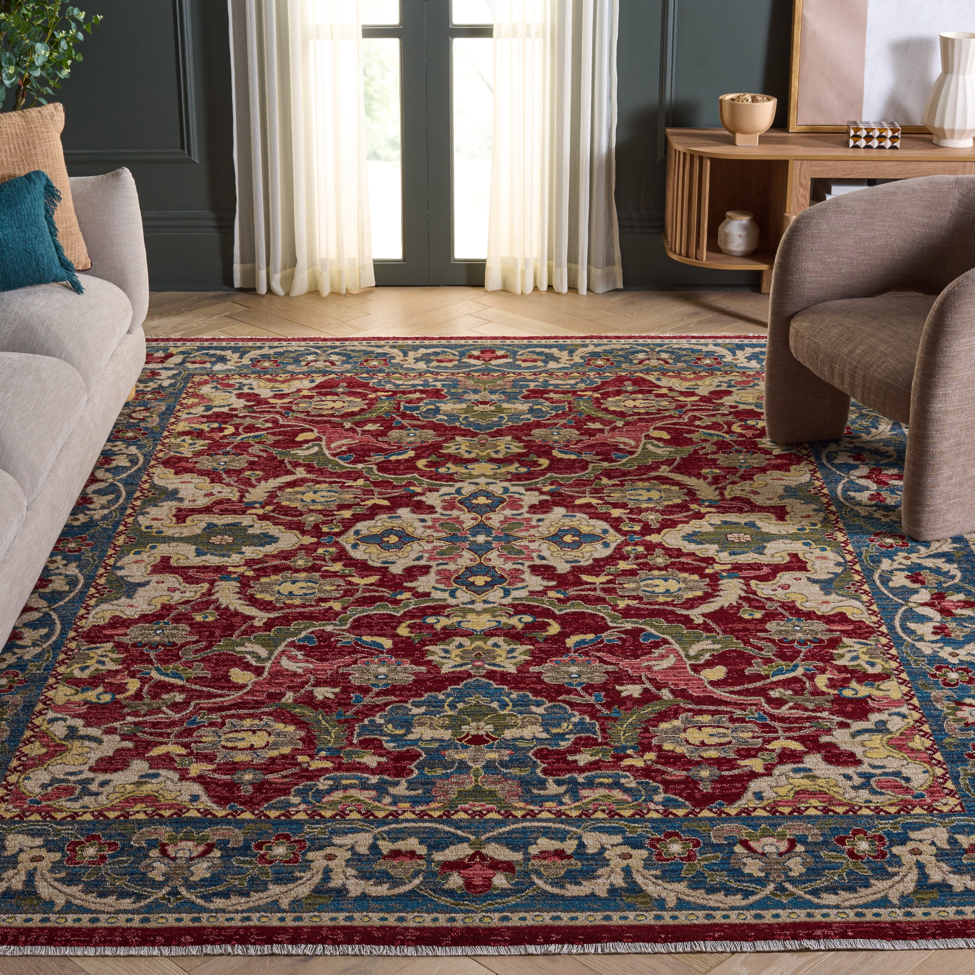Safavieh Kashan Vincent Oriental Area Rug, Red/Blue, 8' x 8' Square