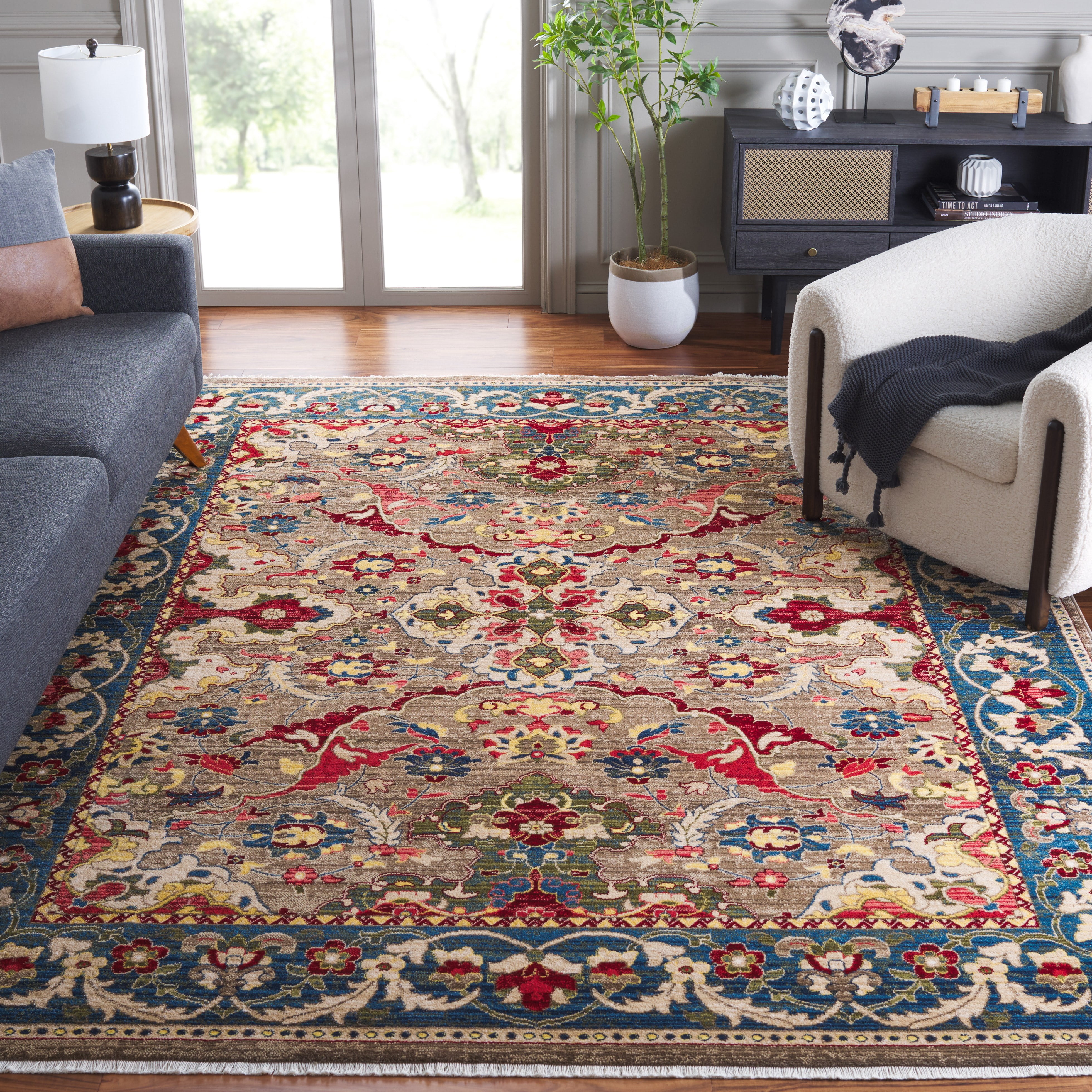 Safavieh Kashan Vincent Oriental Area Rug, Taupe/Blue, 11' x 15'