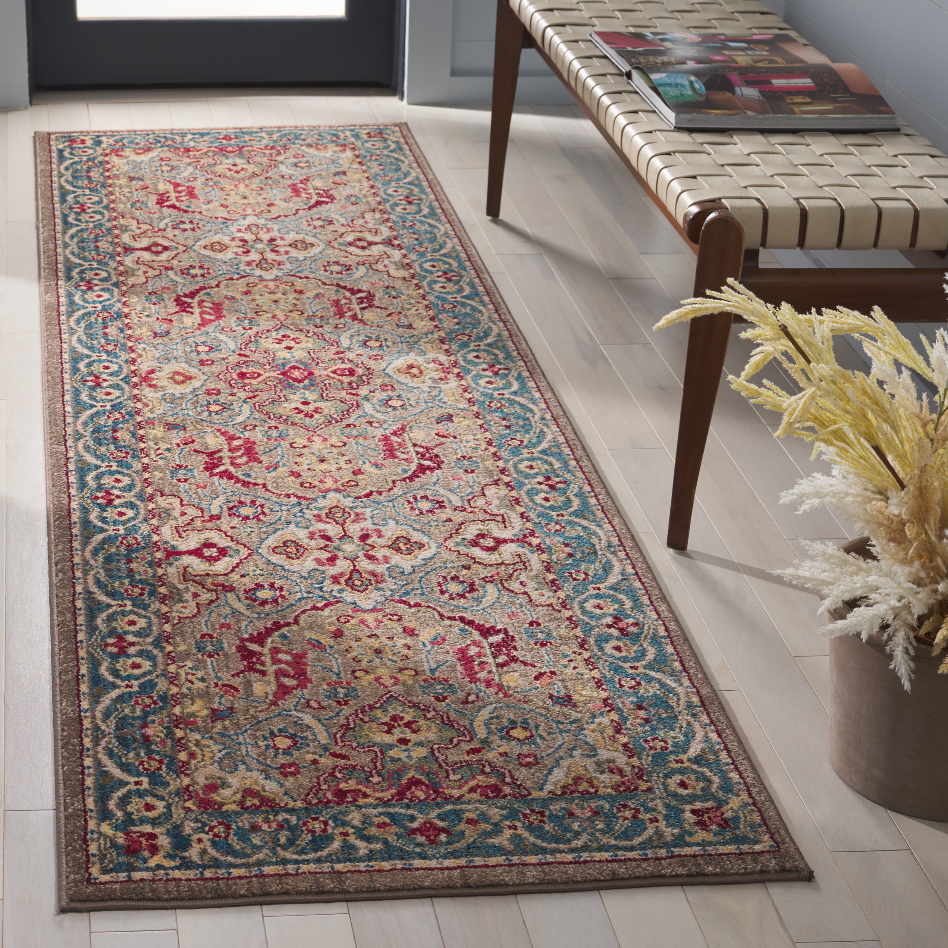 Safavieh Kashan Vincent Oriental Runner Rug, Taupe/Blue, 2'6" x 18'