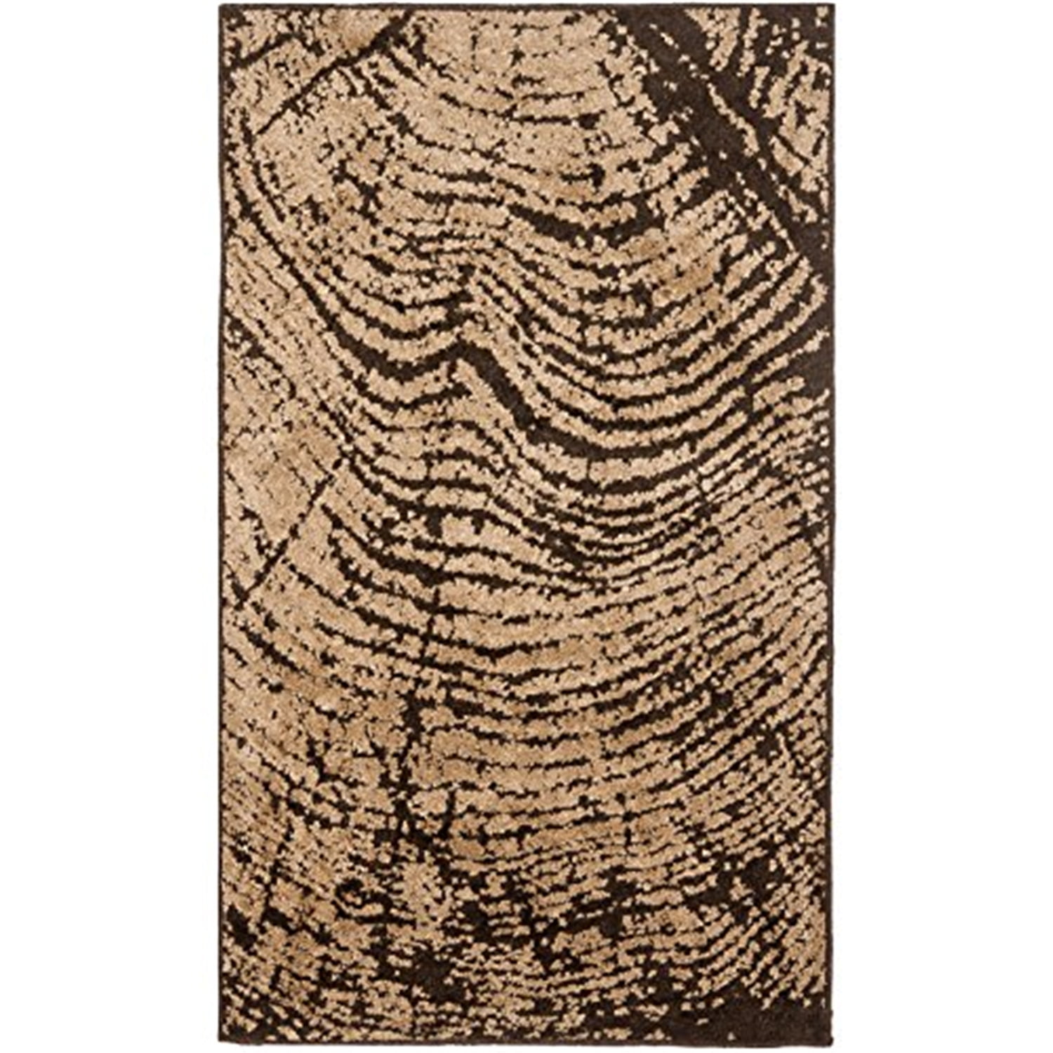 Kashmir Abstract Brown and Beige 4' x 6' Wool Rug
