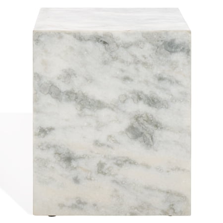 Safavieh Katharina Marble and Wood Plinth Accent Table in Brown / White