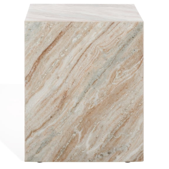 Safavieh Katharina Marble and Wood Plinth Accent Table in White