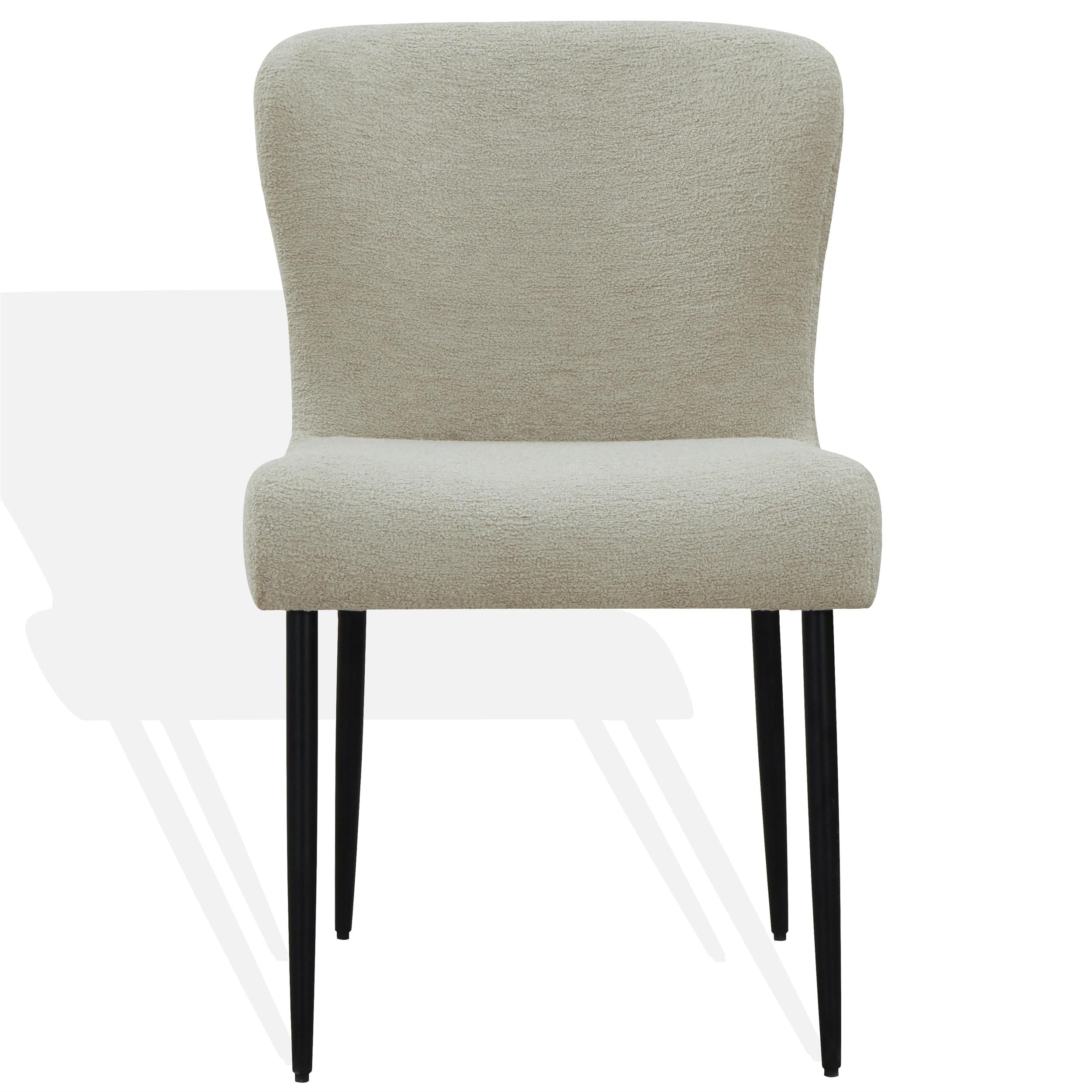 Katlynn Taupe Boucle Upholstered Side Chair with Black Metal Legs