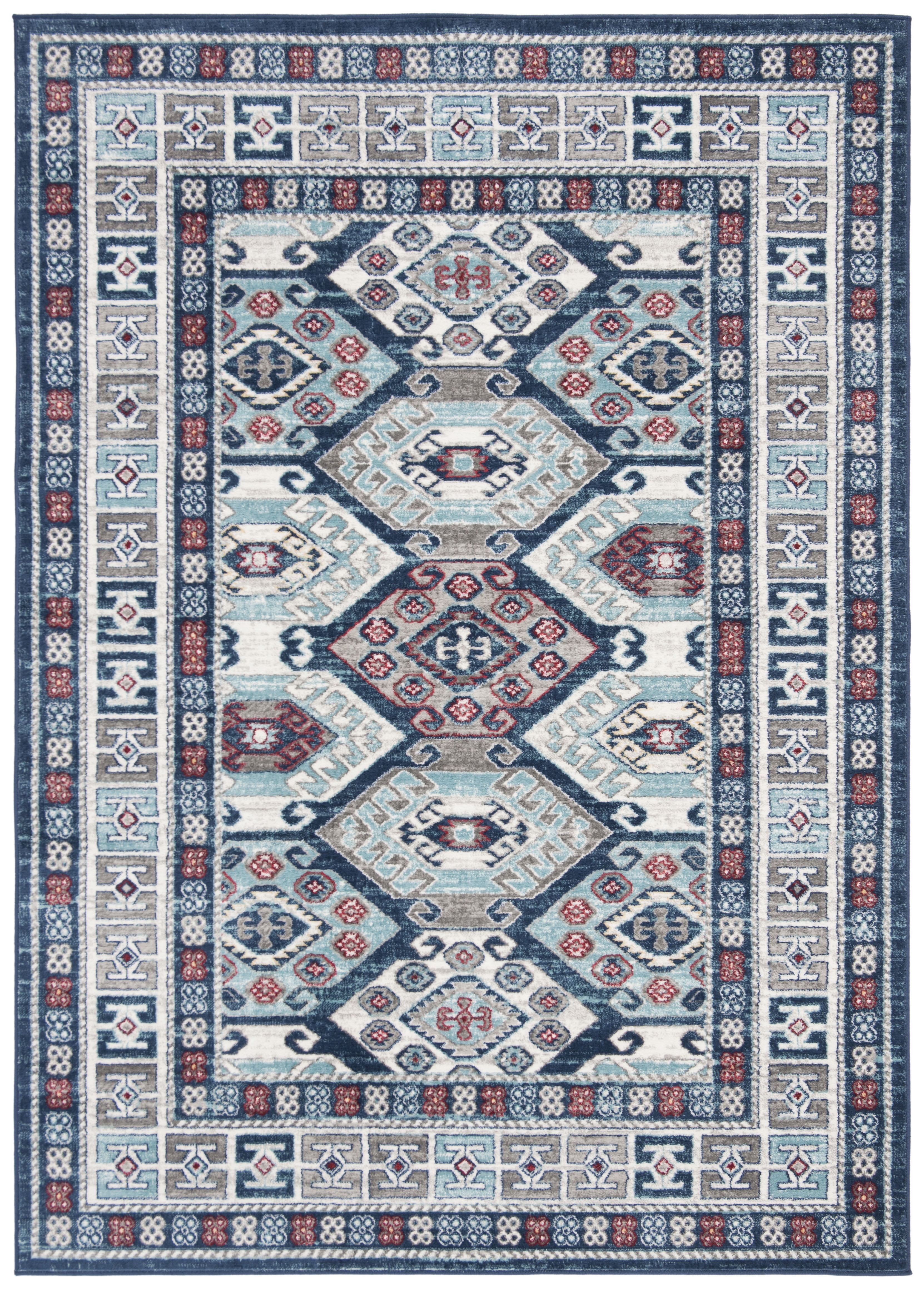 Blue Geometric Synthetic 9' x 12' Area Rug