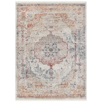 SAFAVIEH Kenitra Georgiana Geometric Polyester Area Rug, Grey/Light Blue, 8' x 10'
