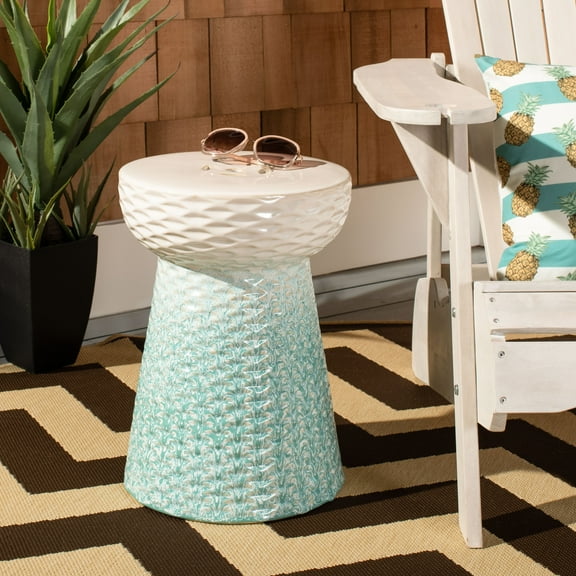 Safavieh Kenson Coastal Indoor/Outdoor Garden Stool, Light Blue