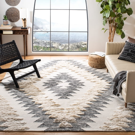 Safavieh Kenya Lennard Geometric Area Rug, Black/Ivory, 9' x 12'