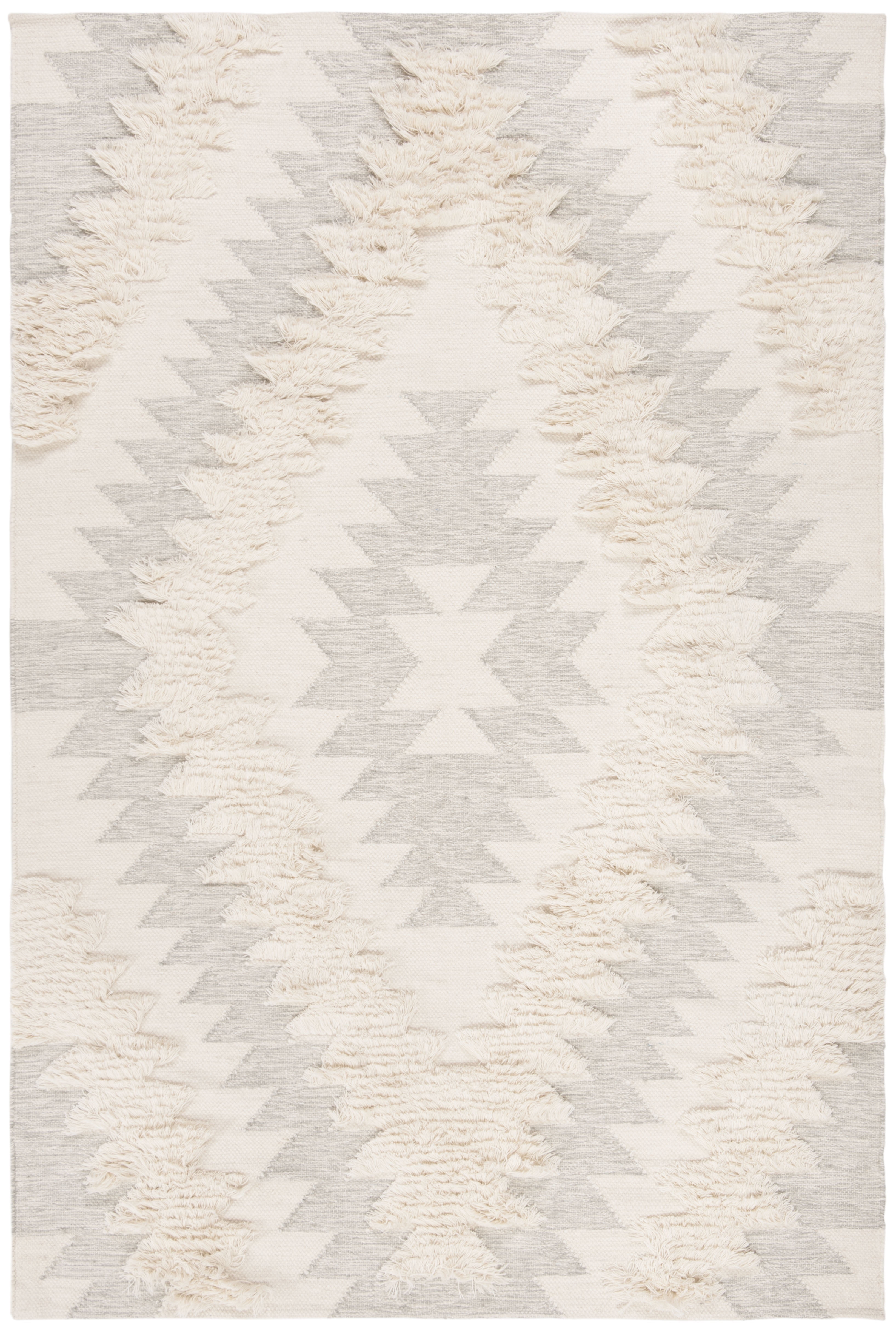Grey and Ivory Hand-Knotted Wool Area Rug, 6' x 9'