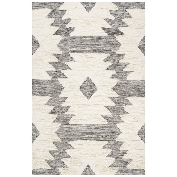 SAFAVIEH Kenya Winston Abstract Area Rug, Black/Ivory, 6' x 9'