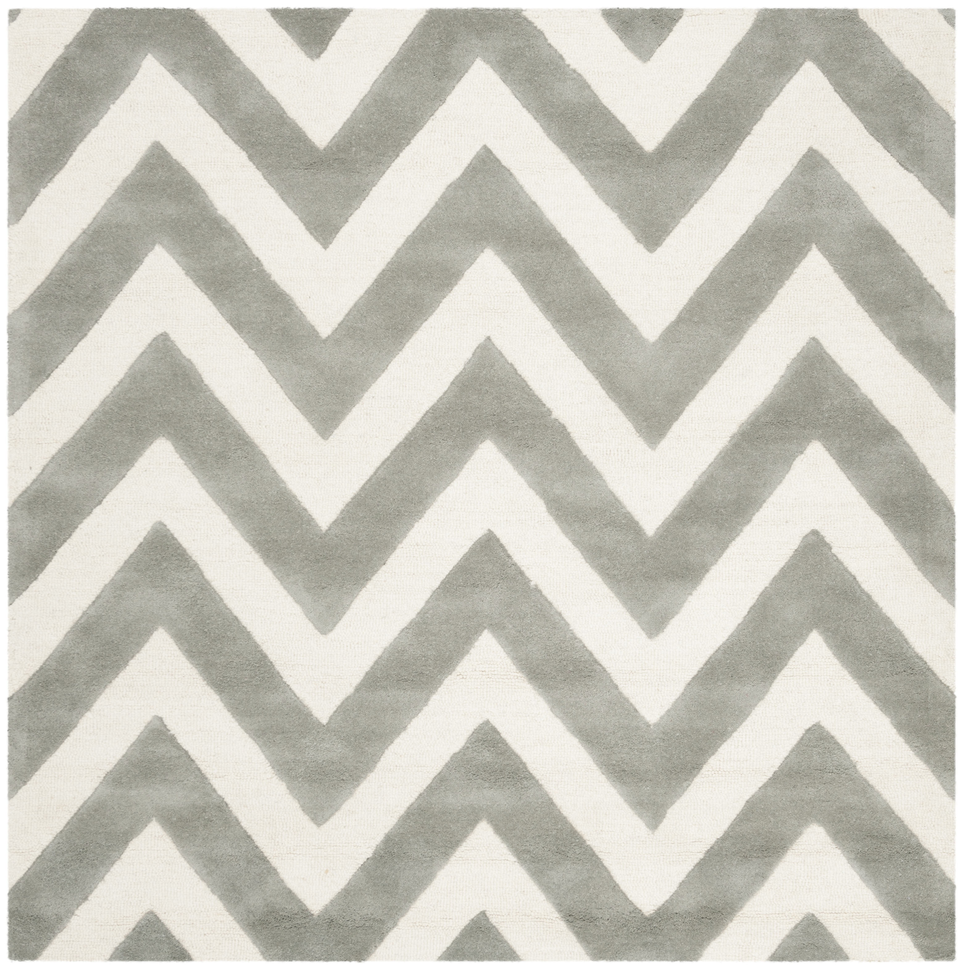Handmade Gray Wool Tufted Kids Square Rug