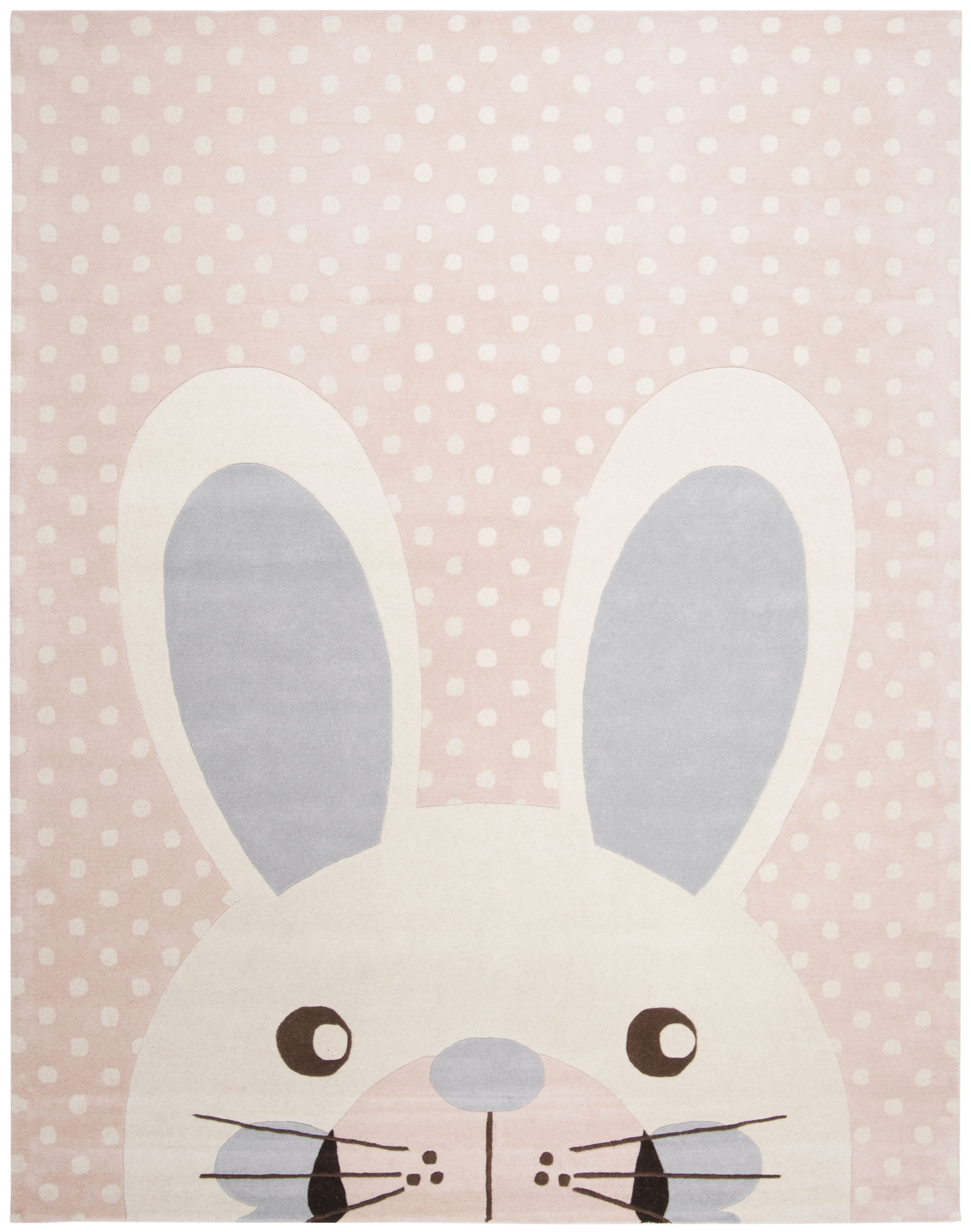 Ivory and Pink Hand-Tufted Wool Kids' 8' x 10' Rug