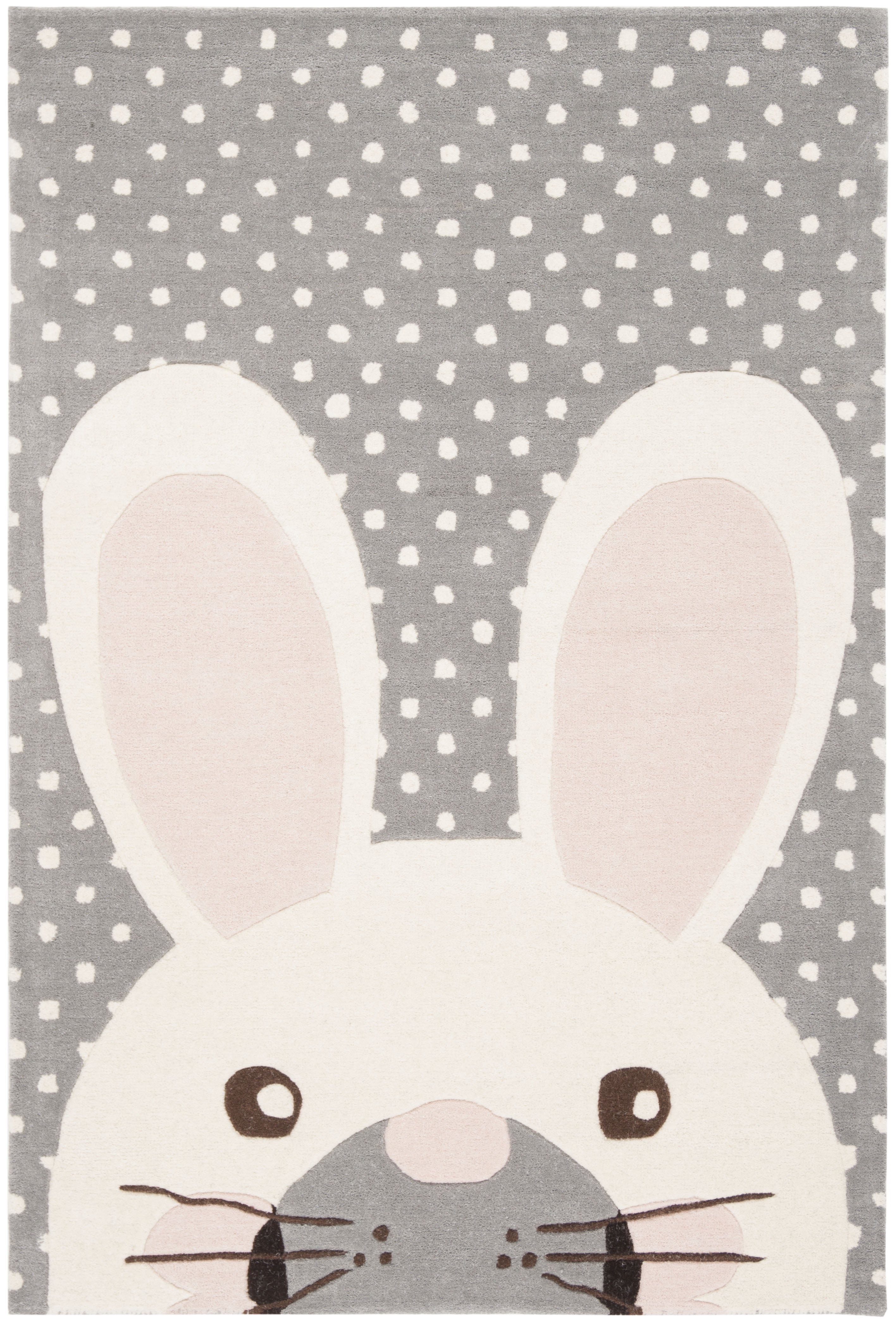 Grey and Ivory Wool Bunny 4' x 6' Kids Area Rug