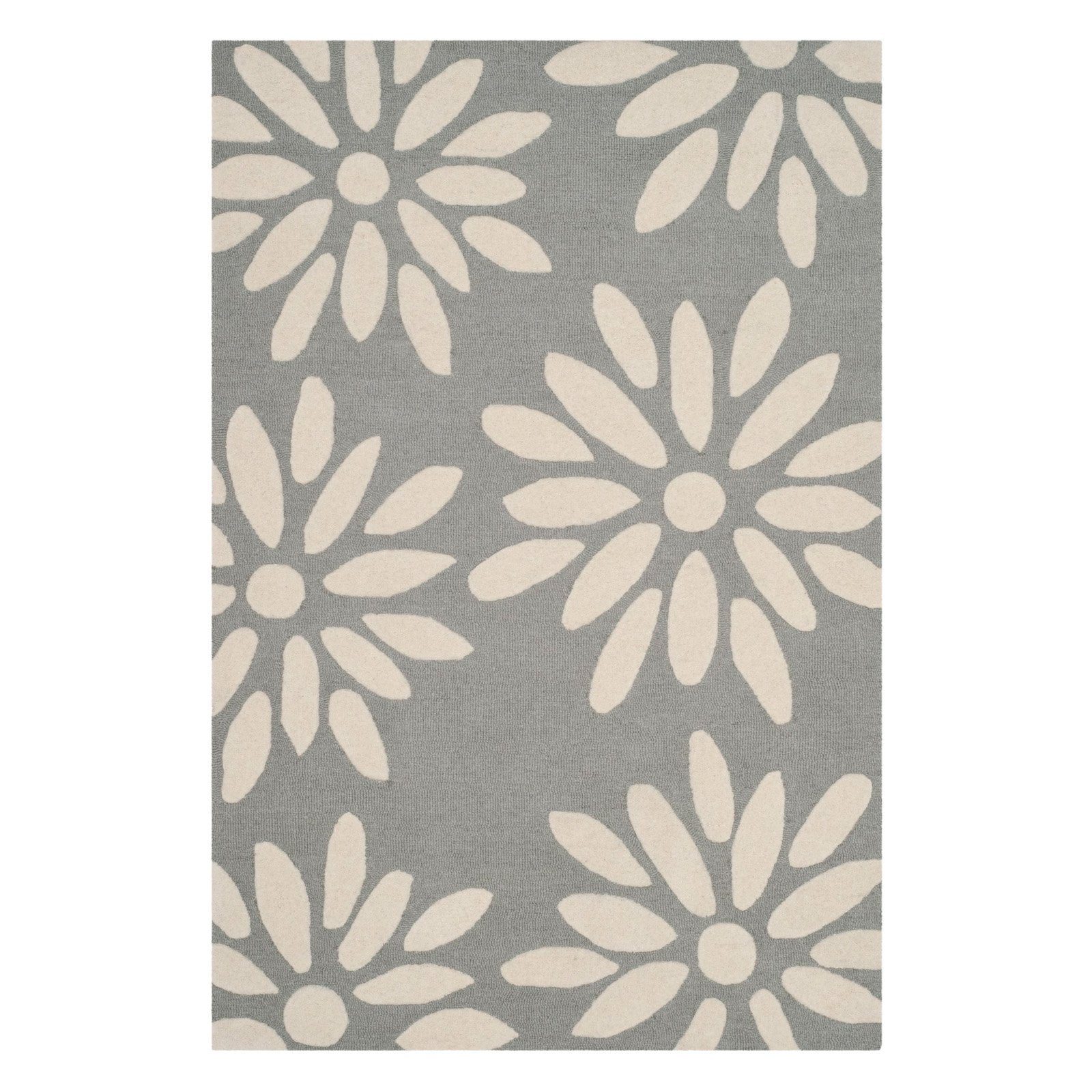 Handmade Ivory Wool Round Tufted Kids Rug