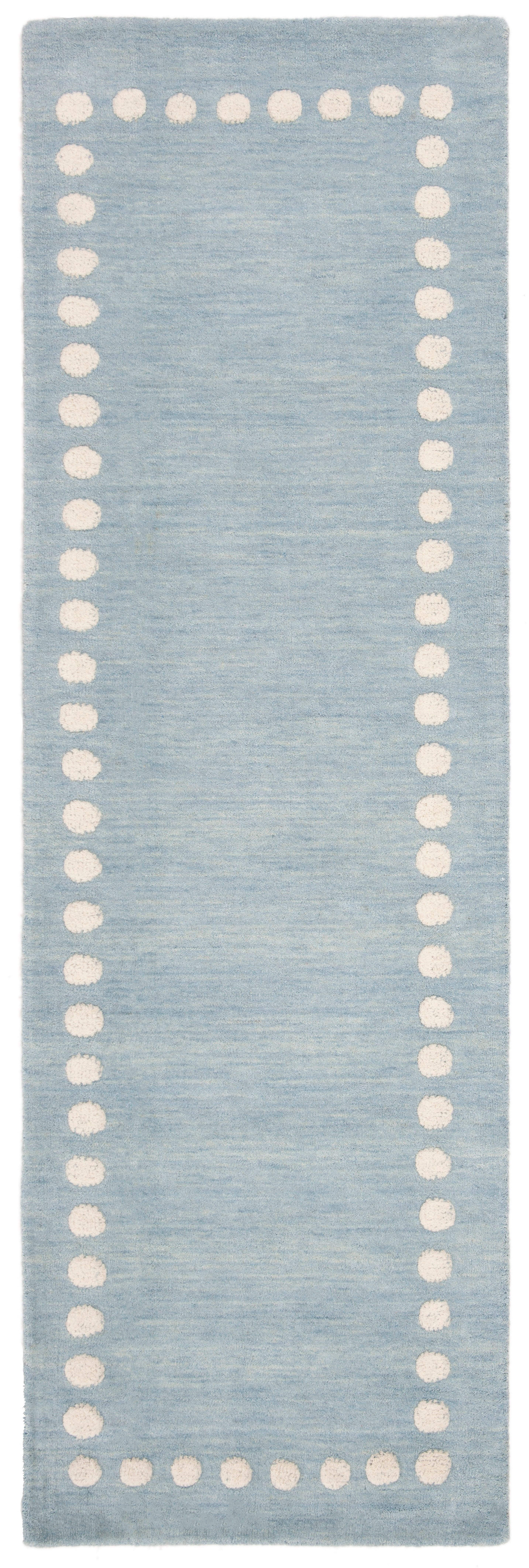 Hand-Tufted Coastal Kids' Blue Wool Runner Rug 30" x 8"