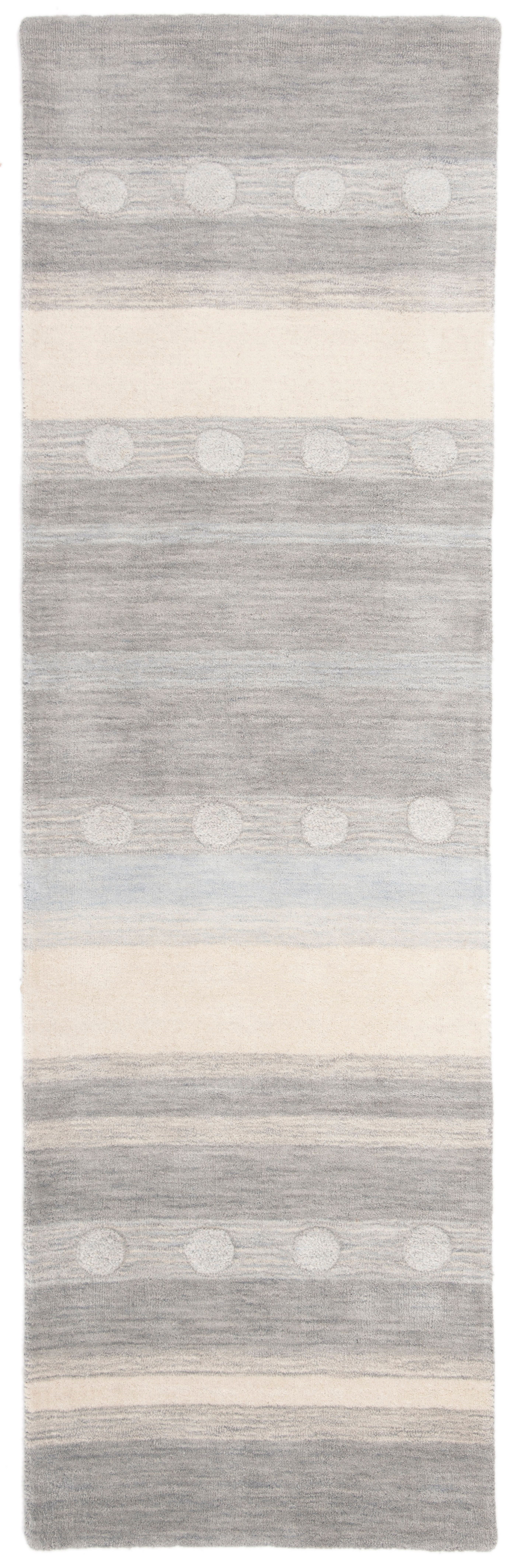 Hand-Tufted Grey and Ivory Wool Kids Runner Rug