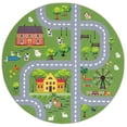 thumbnail image 1 of SAFAVIEH Kids Playhouse Ranch Crossroads Machine Washable Area Rug, Dark Green/Light Grey, 3'3" x 3'3" Round, 1 of 8