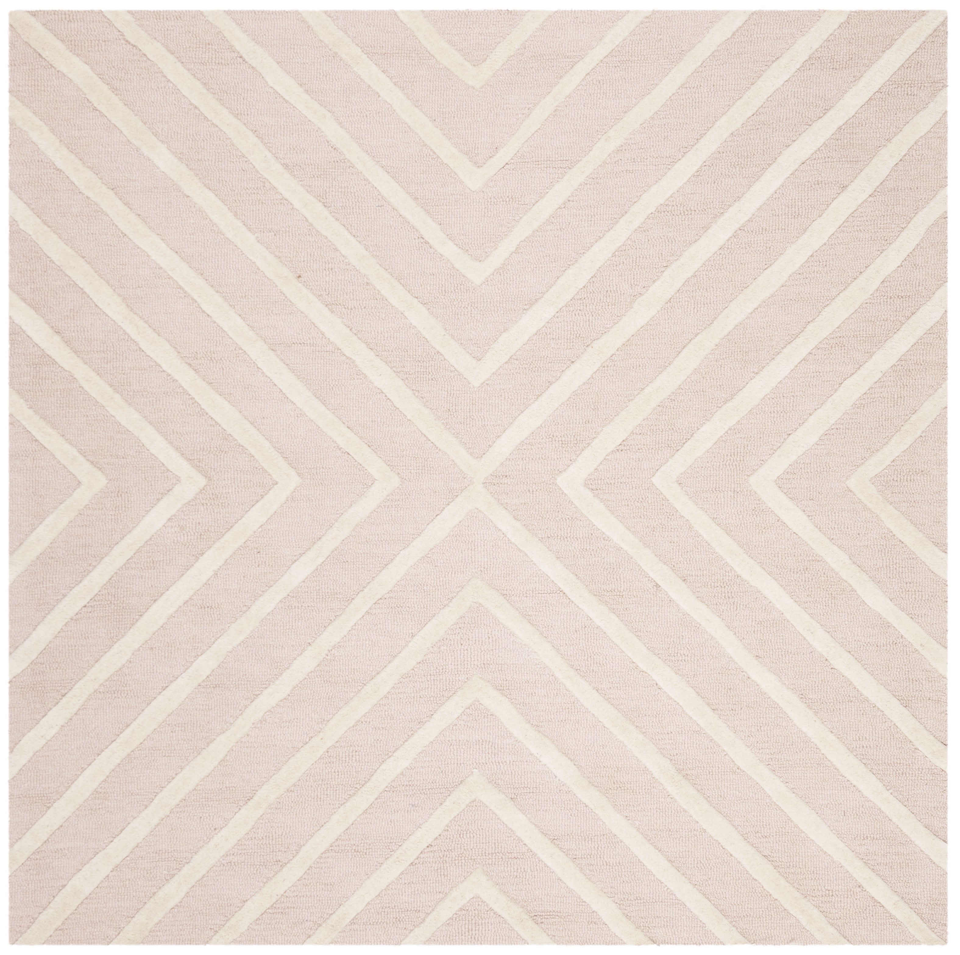Ivory Whimsy 5' Square Hand-tufted Wool Kids Playroom Rug