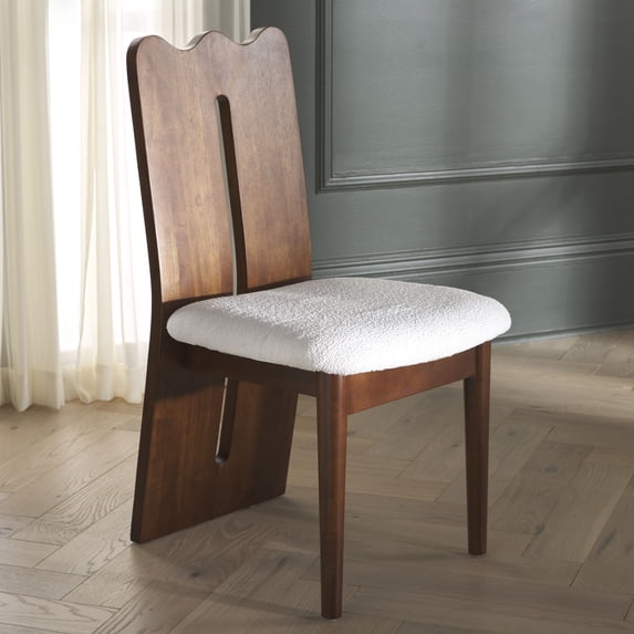 Safavieh Kieran Modern Wood Dining Side Chairs, Cream / Walnut