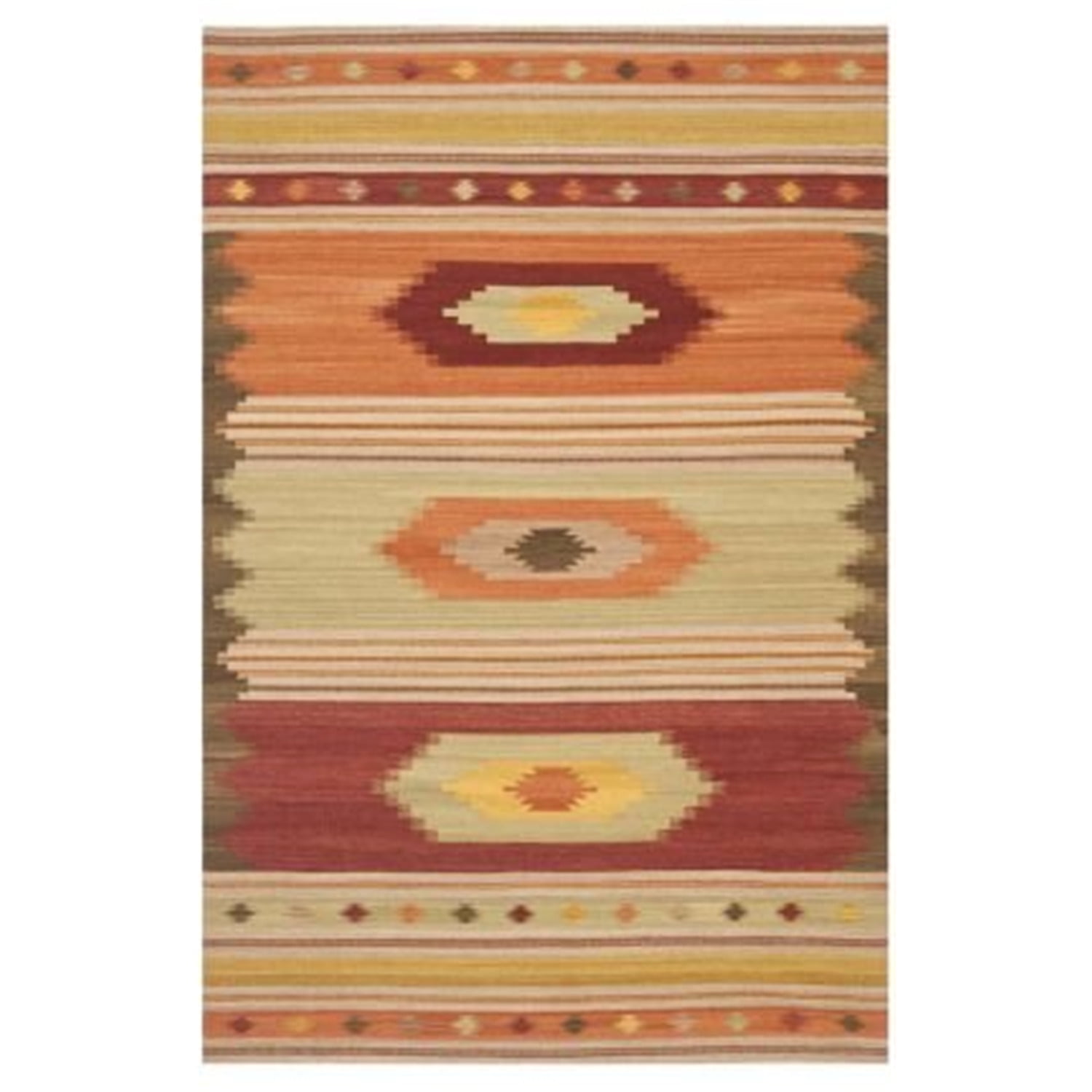 Handmade Red and Brown Wool Southwestern Flat Woven Area Rug