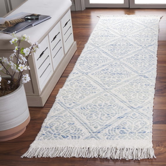 Safavieh Kilim Maegan Diamond Wool Runner Rug, Blue/Ivory, 2'3" x 8'
